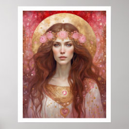 Poster Dia de os namorados Rosa Hearts Woman Art Deco