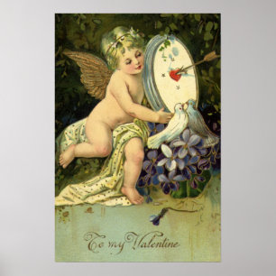 Poster Dia de os namorados vitoriano, aves Vintage Angel 