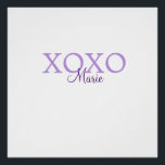 Póster Dia de os namorados Xoxo adicione nome pastel roxo<br><div class="desc">design</div>