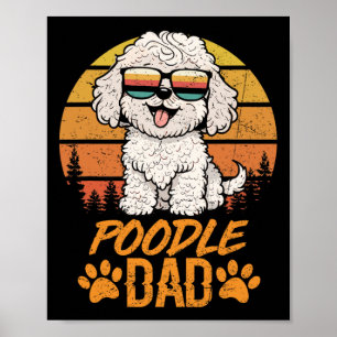 Poster Dia de os pais De Poodle Branca De Brinquedo Legal
