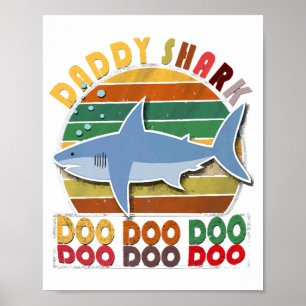 Poster Dia de os pais de Shark do Pai Vintage
