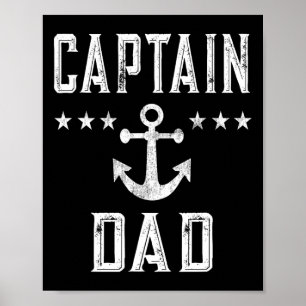 Poster Dia de os pais do Capitão Pai Barco Lago Mens Vint