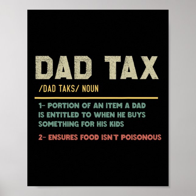 Poster Dia de os pais Funny de Definição de Imposto (Frente)