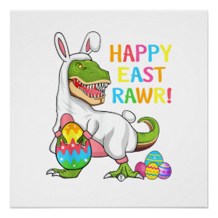 Póster Dia de Páscoa Dinossauro Engraçado Feliz Eastrawr