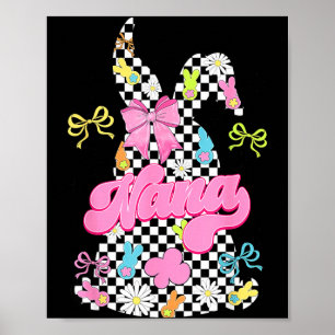 Poster Dia de Páscoa laço coquete coelho xadrez nana fofa