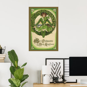 Póster Dia de Patrick, Lass Irlandês em uma Terra