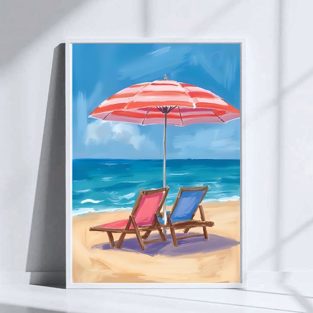 Poster Dia de Praia em Cape Cod | Oceano em Aquarela MA (Criador carregado)