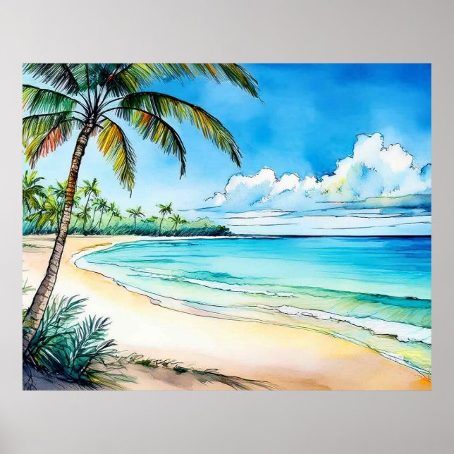 Poster Dia de Praia Havaiano (Frente)