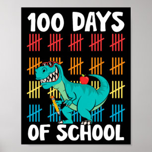 Poster Dia De Professores Crianças Meninos Dino Happy 100