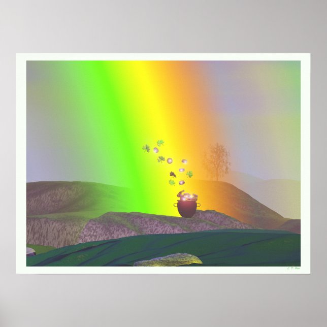 Poster Dia de São Patrício - Arco-íris Dourado (Frente)