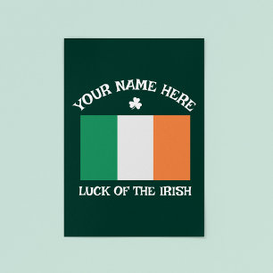 Póster Dia de São Patrício Bandeira da Irlanda Nome Perso