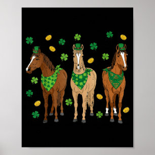 Poster Dia de São Patrício cavalos equestre mulheres meni