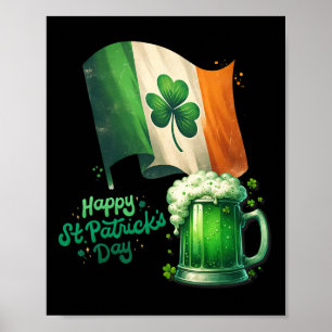 Poster Dia de São Patrício Cerveja Irlandesa Bandeira da