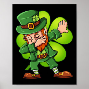 Poster Dia de São Patrício Dabbing Leprechaun Clover Boys