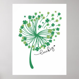 Poster Dia de São Patrício Dandelion Sortudo