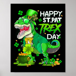 Poster Dia de São Patrício Dinossauro Feliz St Pat Trex T