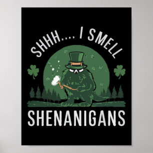 Poster Dia de São Patrício Engraçado Shhh Eu Sinto o Chei