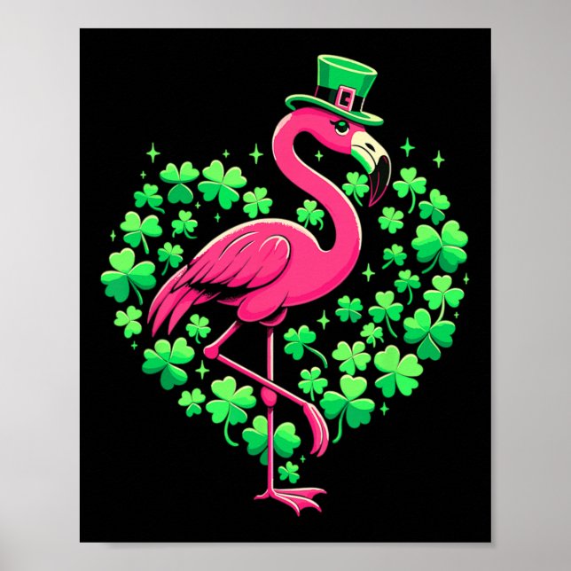 Poster Dia de São Patrício Flamingo Irlandês  (Frente)