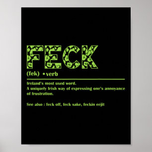 Poster Dia de São Patrício Funny Irish Feck Definition Pa