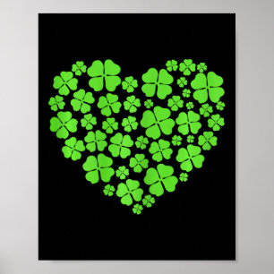 Poster Dia de São Patrício Hearts Shamrock Clover Women G