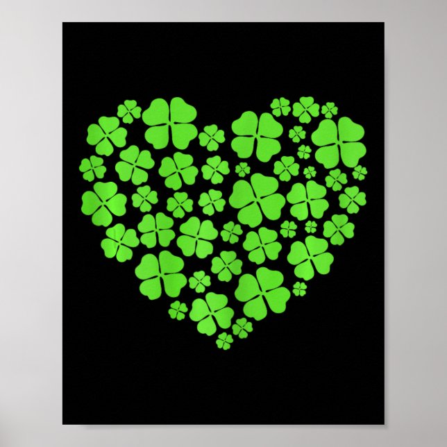 Poster Dia de São Patrício Hearts Shamrock Clover Women G (Frente)