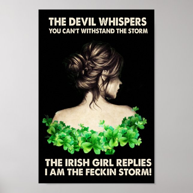 Poster Dia de São Patrício irlanda Irish Girl Reply shamr (Frente)