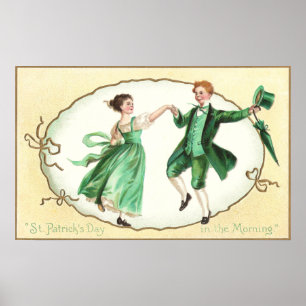 Poster Dia de São Patrício irlandês do vintage da dan