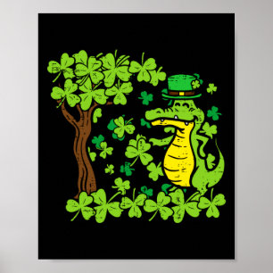 Poster Dia de São Patrício Jacaré Trevo de São Patrício H