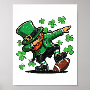 Poster Dia de São Patrício Leprechaun Dab Futebol Homens