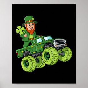 Poster Dia de São Patrício Leprechaun Monster Truck