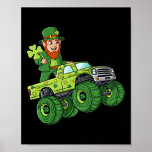 Poster Dia de São Patrício Leprechaun Monster Truck