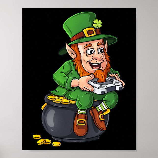 Poster Dia de São Patrício Leprechaun Video Game Controll (Frente)