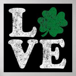 Póster Dia de São Patrício LOVE Shamrock Irish