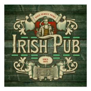 Póster Dia de São Patrício Personalizado Funny Irish Pub