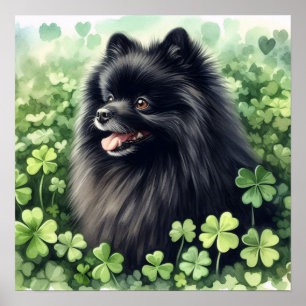 Poster Dia de São Patrício Pomerano Preto