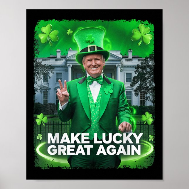Poster Dia de São Patrício Trump Leprechaun Hat Torna Sor (Frente)