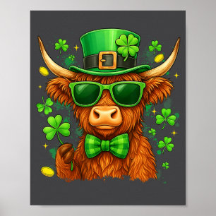 Poster Dia de São Patrício Vaca Heifer Divertida Trevos H