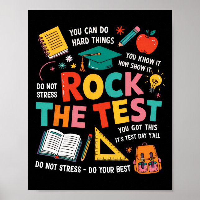 Poster Dia de Teste Divertido Professor Aluno Teste Engra (Frente)