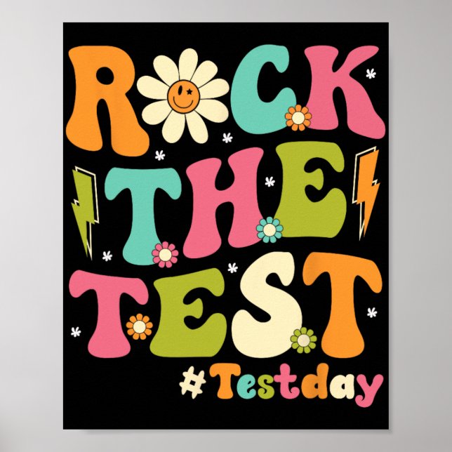 Poster Dia de Teste do Professor do Teacher Retro-Groover (Frente)