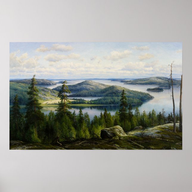 Poster Dia de Verão no lago Paijanne, Waenerberg (Frente)