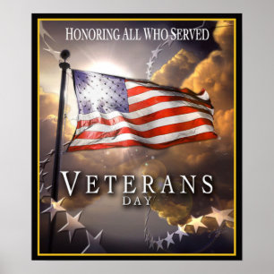 Poster Dia de veteranos - honrando tudo que serviu