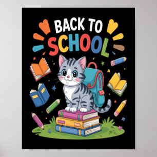 Poster Dia de Volta às Aulas do Aluno Gato Fofo