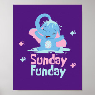 Poster Dia divertido de domingo Kawaii, elefante engraçad