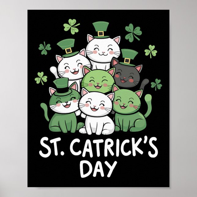 Poster Dia Divertido do Gato do St. Patrick (Frente)