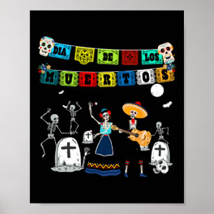 Poster Dia Divertido do Morto Esqueleto - Dia De Los Muer