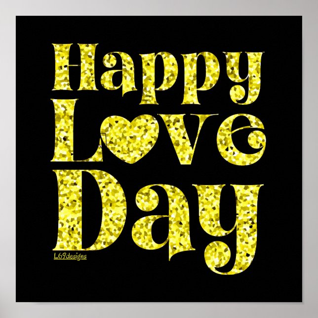 Poster DIA DO AMOR FELIZ dourado                          (Frente)