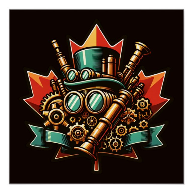 Póster Dia do Canadá Steampunk (Frente)