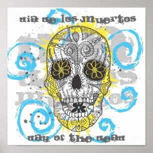 Póster Dia do Design de Tatuagem em Quadrinhos do Crânio