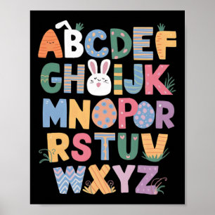 Poster Dia Do felz pascoa Com Coelhinho Bonito E Abcs Par