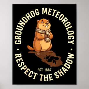 Poster Dia do Groundhog Respeite a Sombra Meteorologia Gr